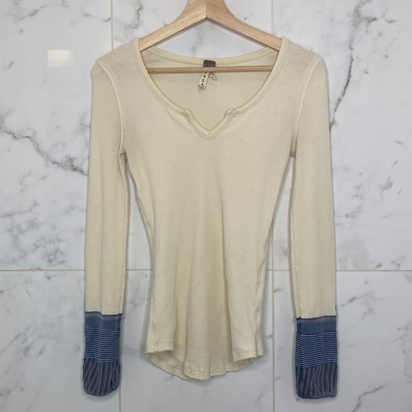 Free People Tops - We The Free People Waffle Long Sleeve Patchwork Cuff Tunic Small